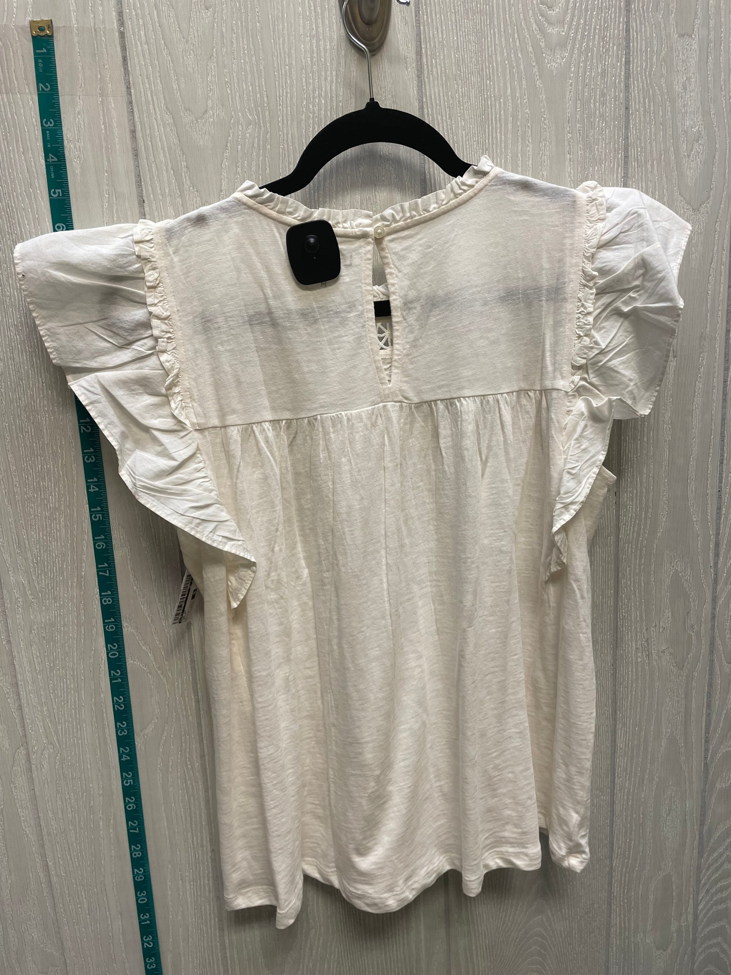 Cream Top Short Sleeve Loft, Size M