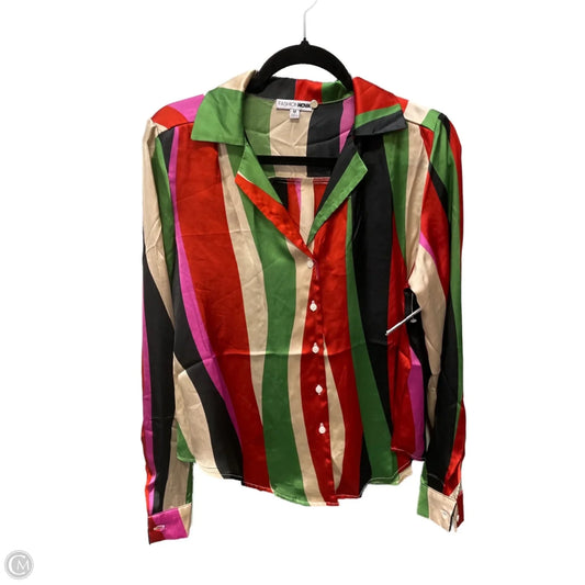 Top Long Sleeve By Fashion Nova In Striped Pattern, Size: M