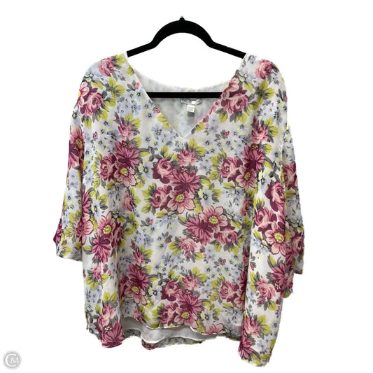 Top Short Sleeve By Cato In Floral Print, Size: 4x
