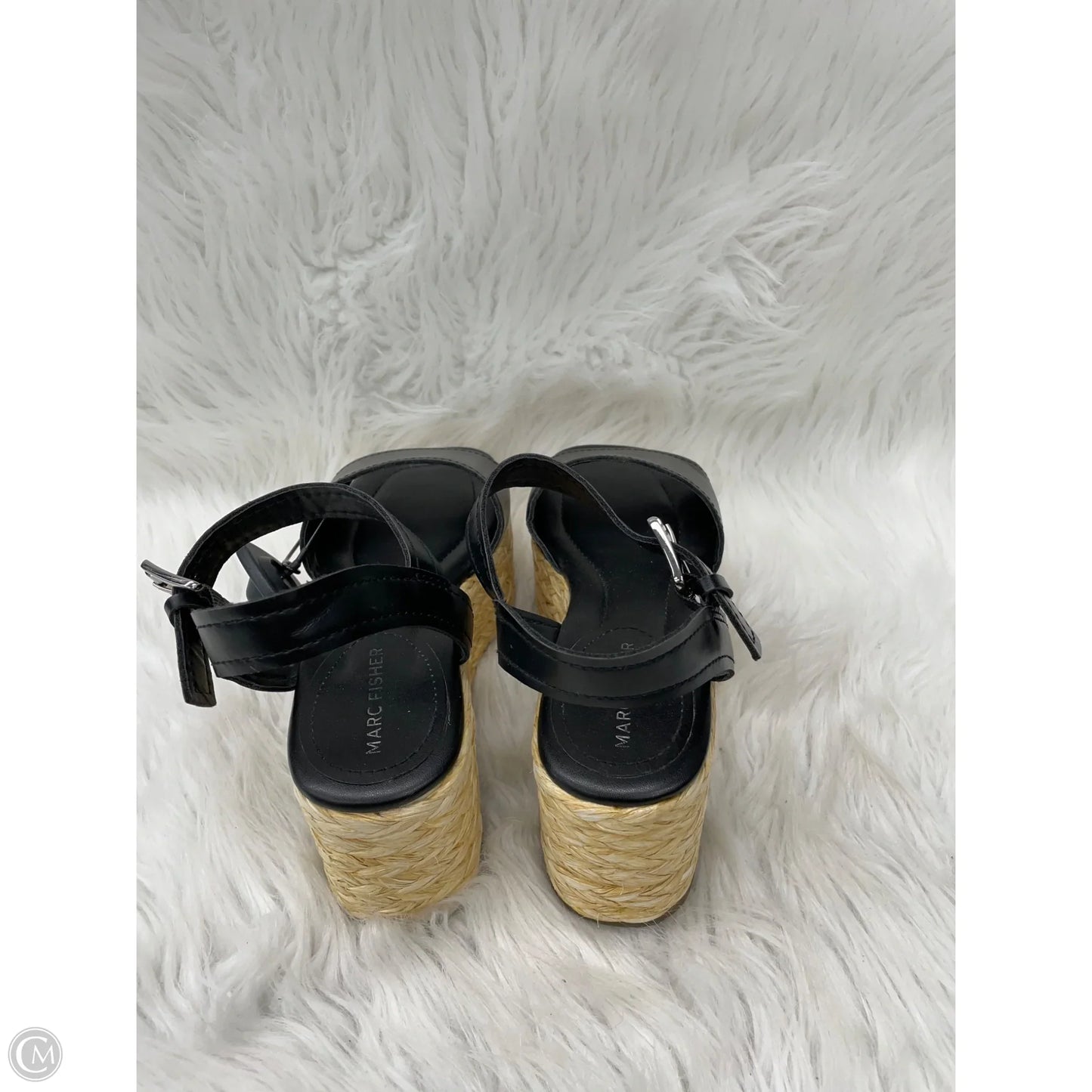 Sandals Heels Wedge By Marc Fisher In Black & Tan, Size: 6