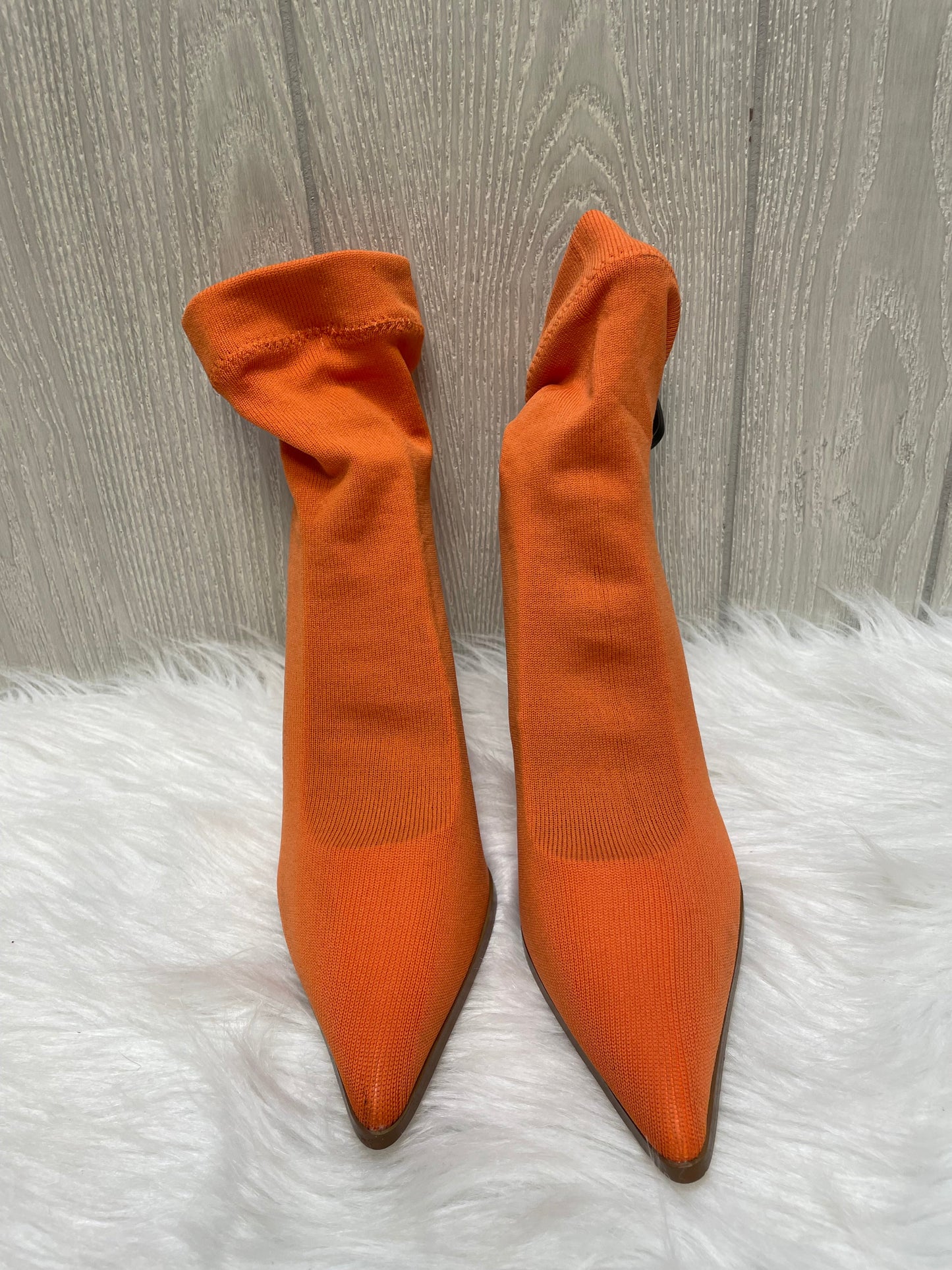 Orange Boots Ankle Heels Fashion Nova, Size 7