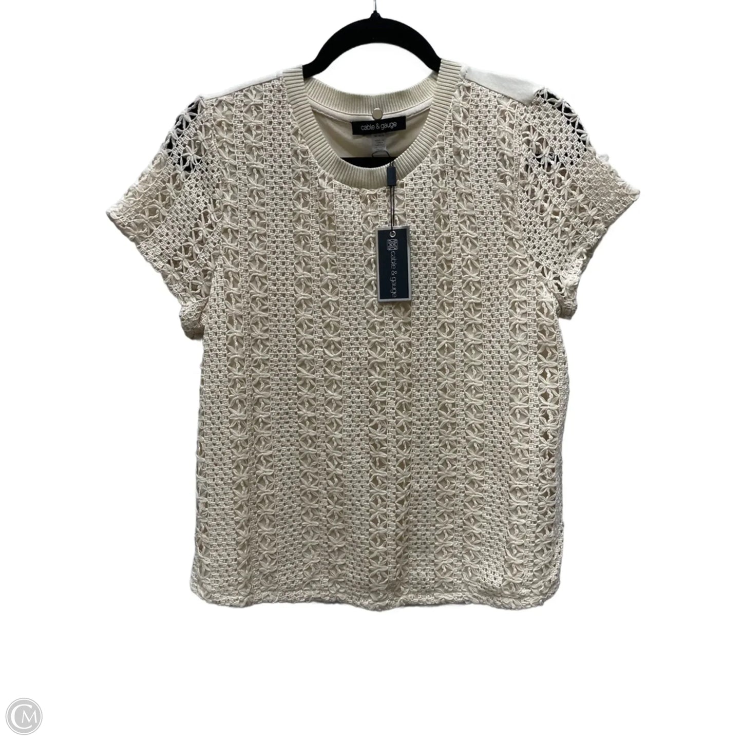 Top Short Sleeve By Cable And Gauge In Tan, Size: M