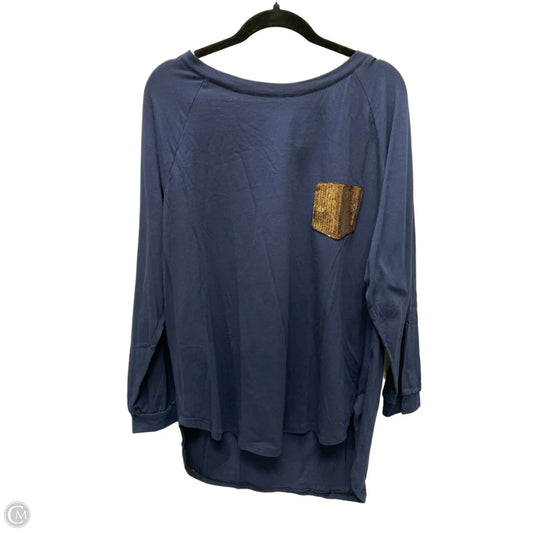 Top Long Sleeve By Chicsoul In Navy, Size: 2x