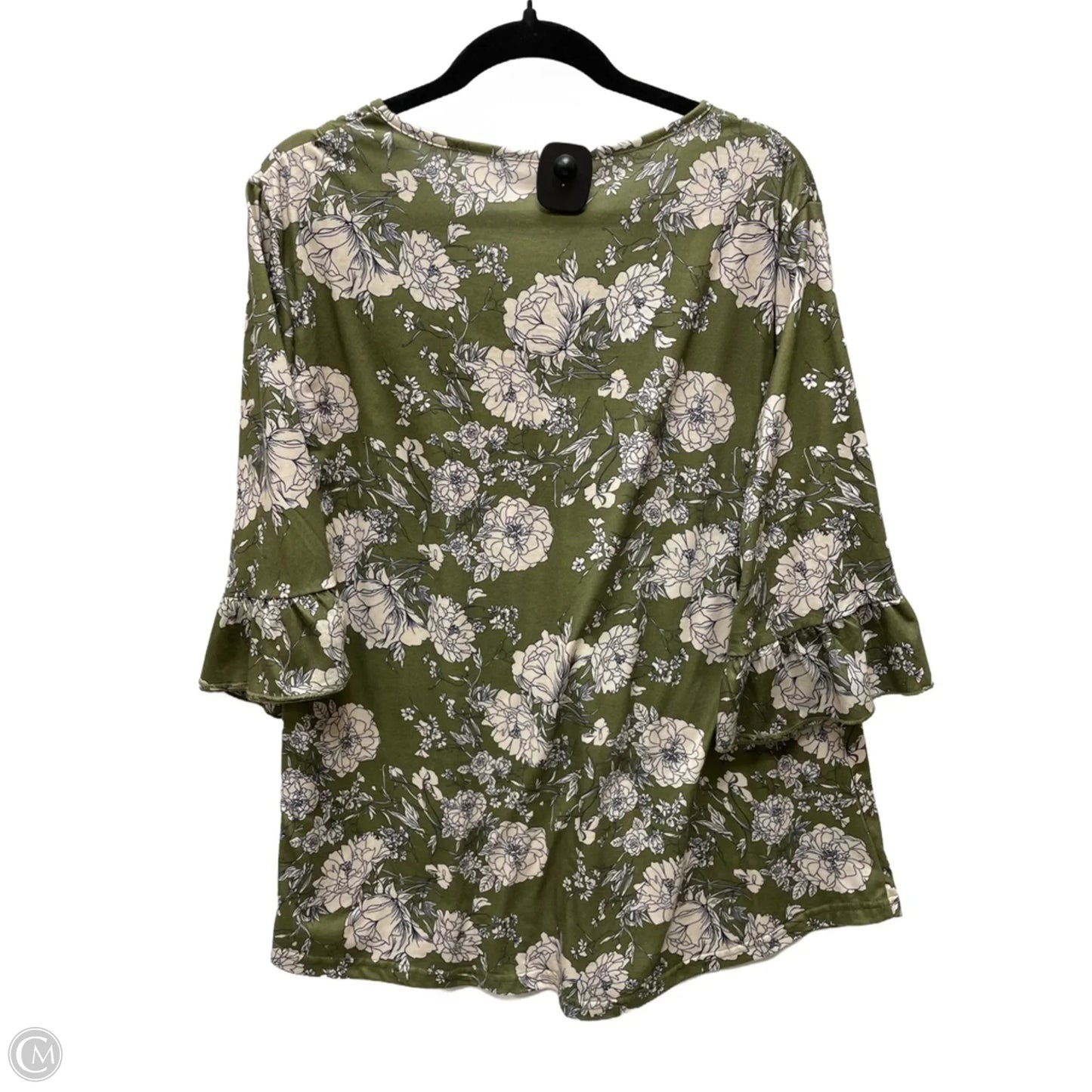Top Short Sleeve By Clothes Mentor In Green & White, Size: 2x