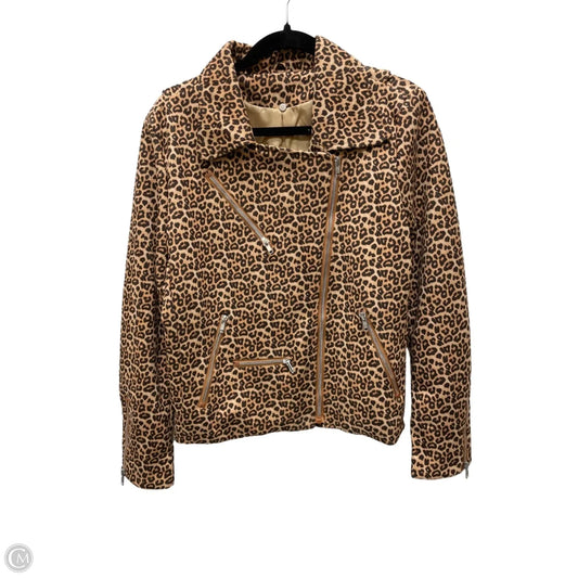 Jacket Moto By Clothes Mentor In Animal Print, Size: L