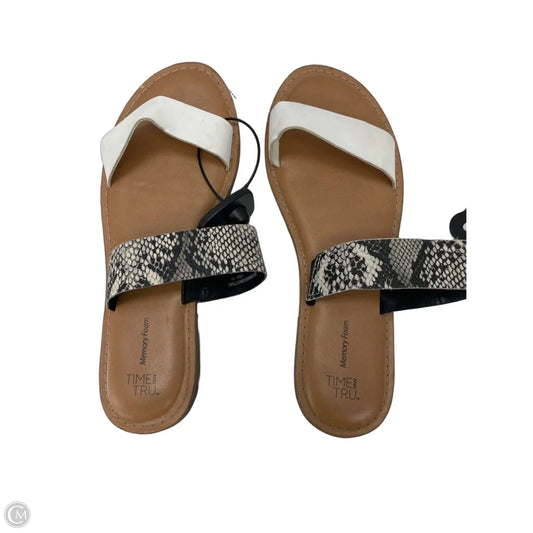 Sandals Flats By Time And Tru In Tan & White, Size: 10