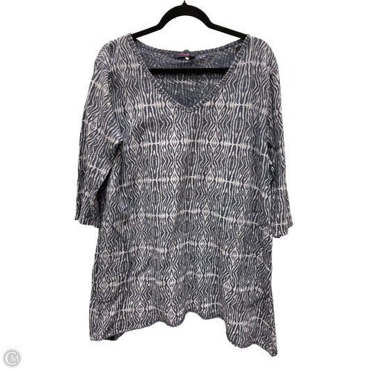 Tunic 3/4 Sleeve By Fresh Produce In Grey & White, Size: Xl