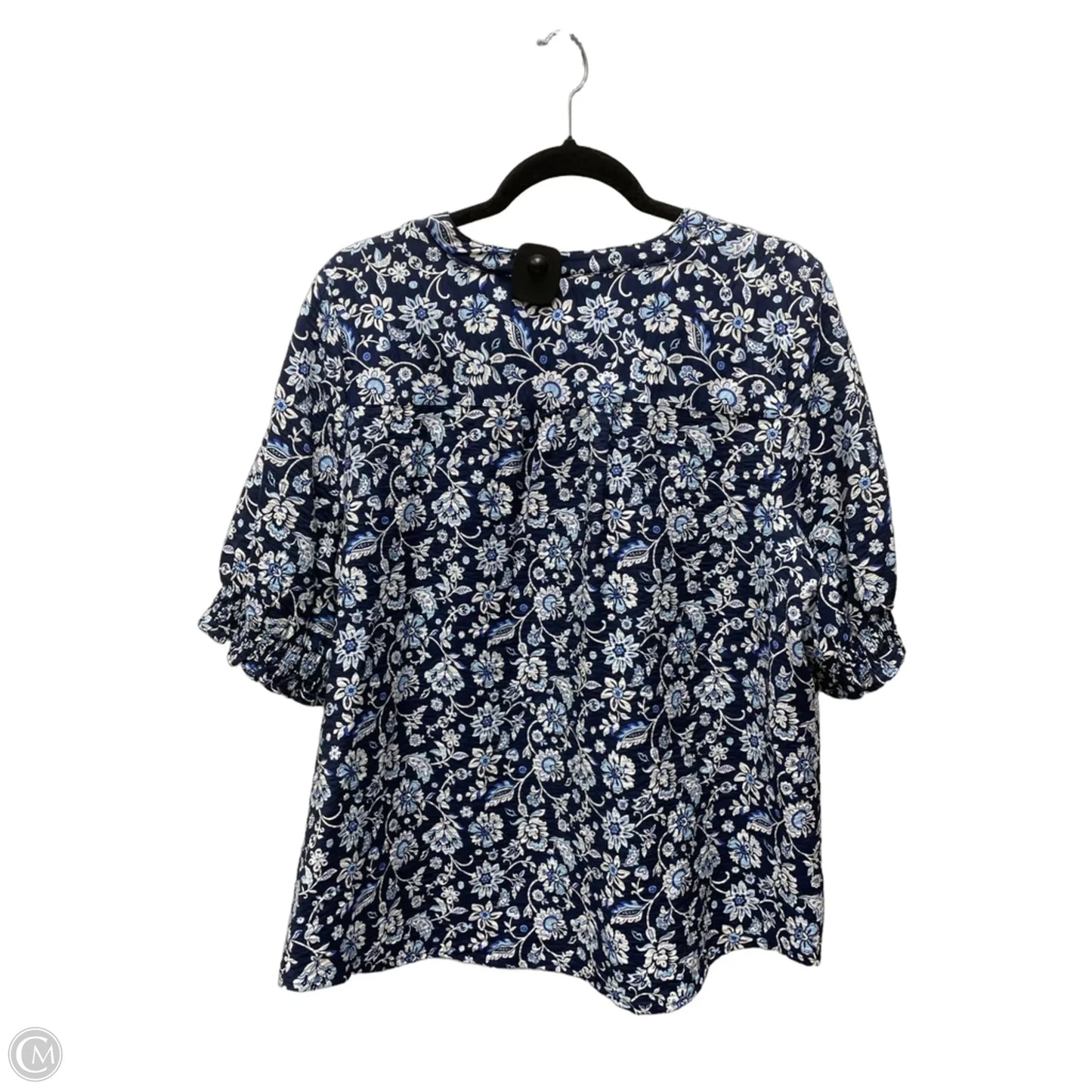 Top Short Sleeve By Croft And Barrow In Floral Print, Size: L