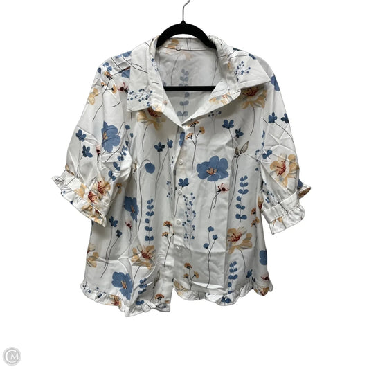 Top 3/4 Sleeve By Shein In Floral Print, Size: 1x