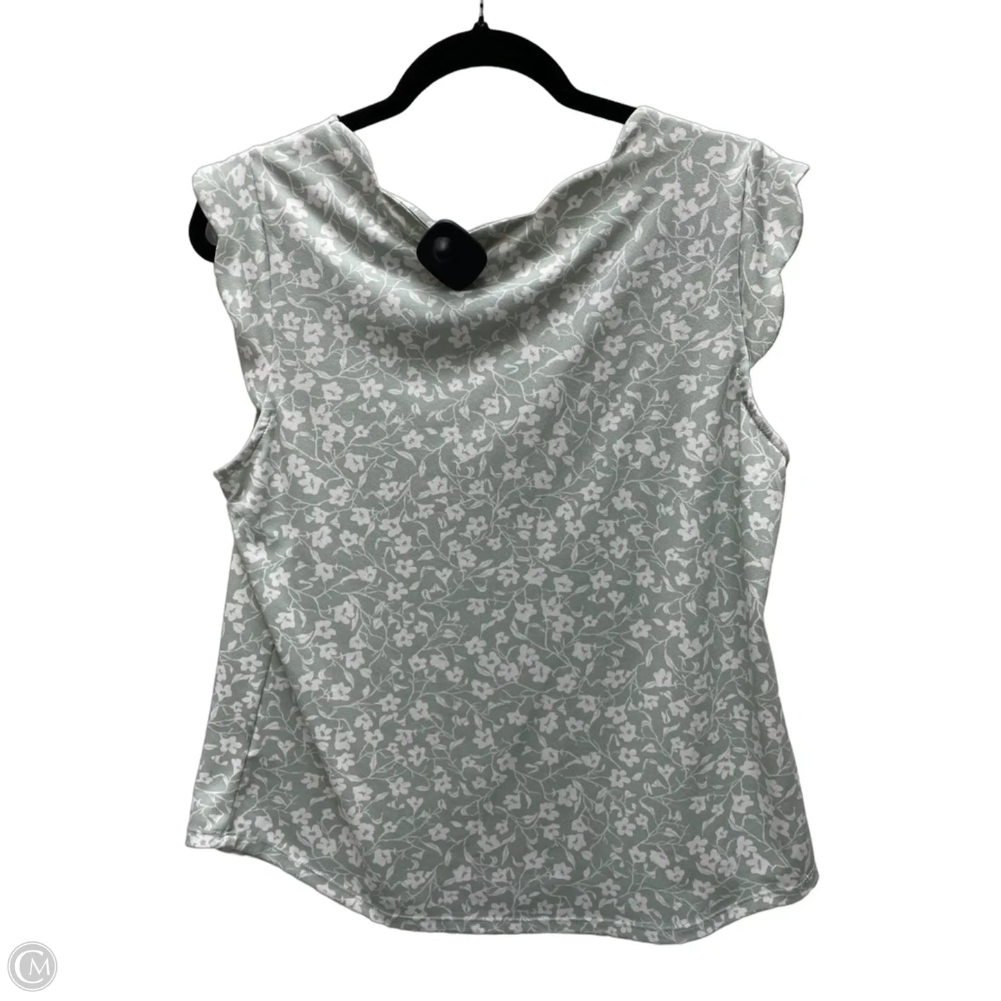 Top Sleeveless By Monteau In Green & White, Size: L