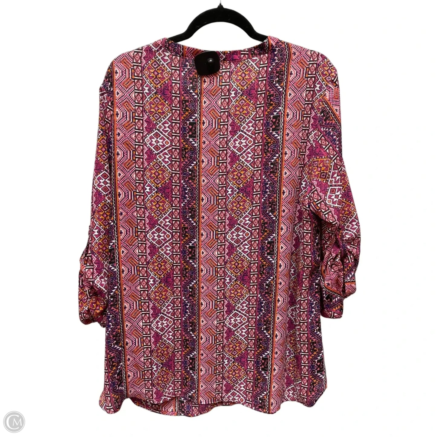 Top 3/4 Sleeve By Faded Glory In Geometric Pattern, Size: 2x