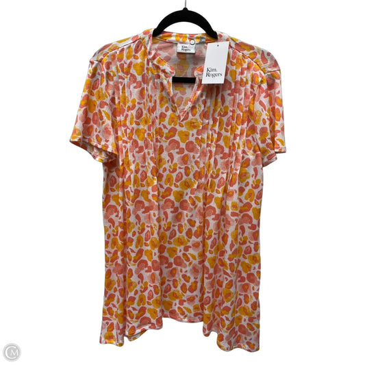 Top Short Sleeve By Kim Rogers In Orange & Pink, Size: M