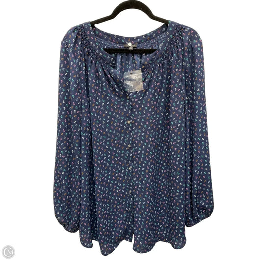 Top Long Sleeve By Talbots In Navy, Size: 2x