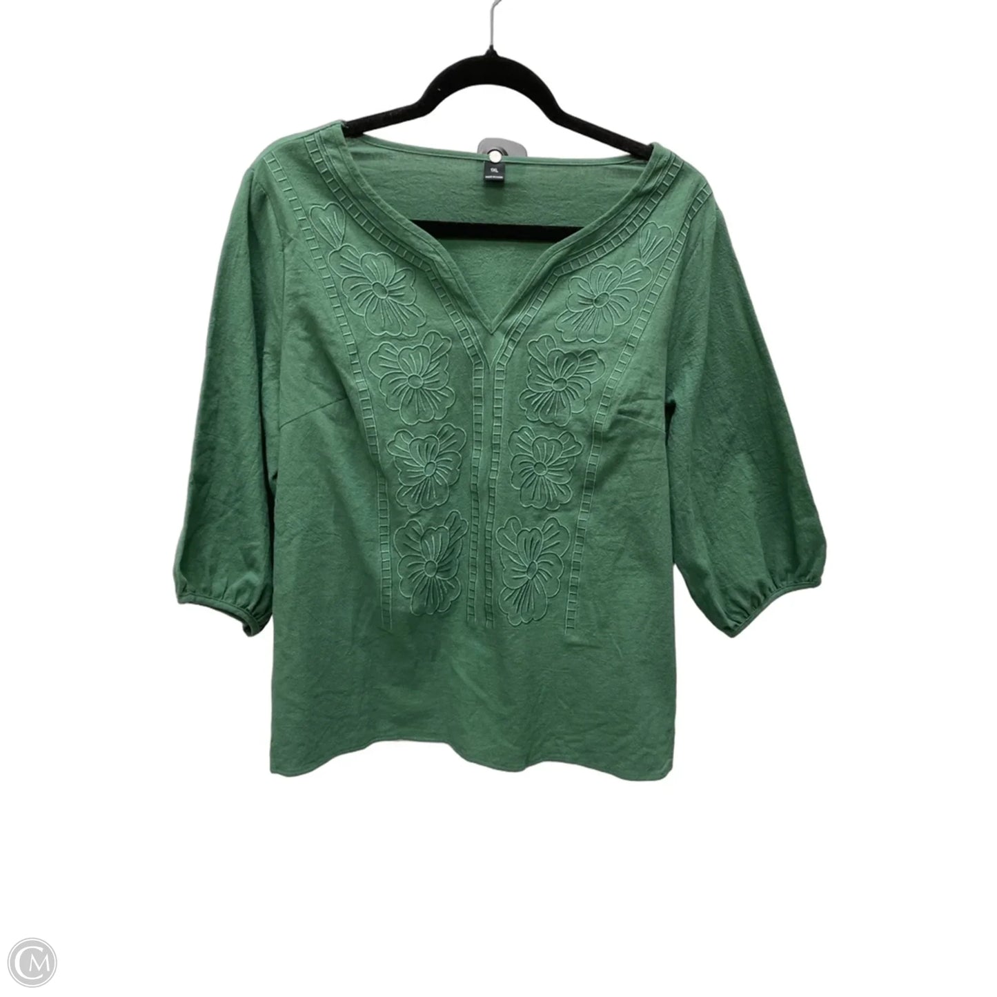 Top 3/4 Sleeve By Shein In Green, Size: 1x