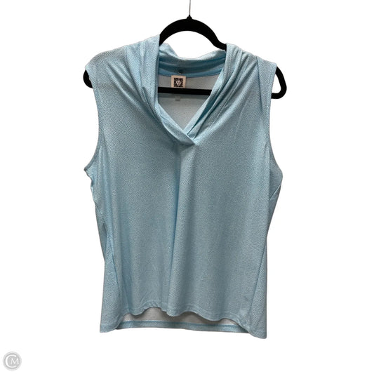 Top Sleeveless By Anne Klein In Blue & White, Size: L