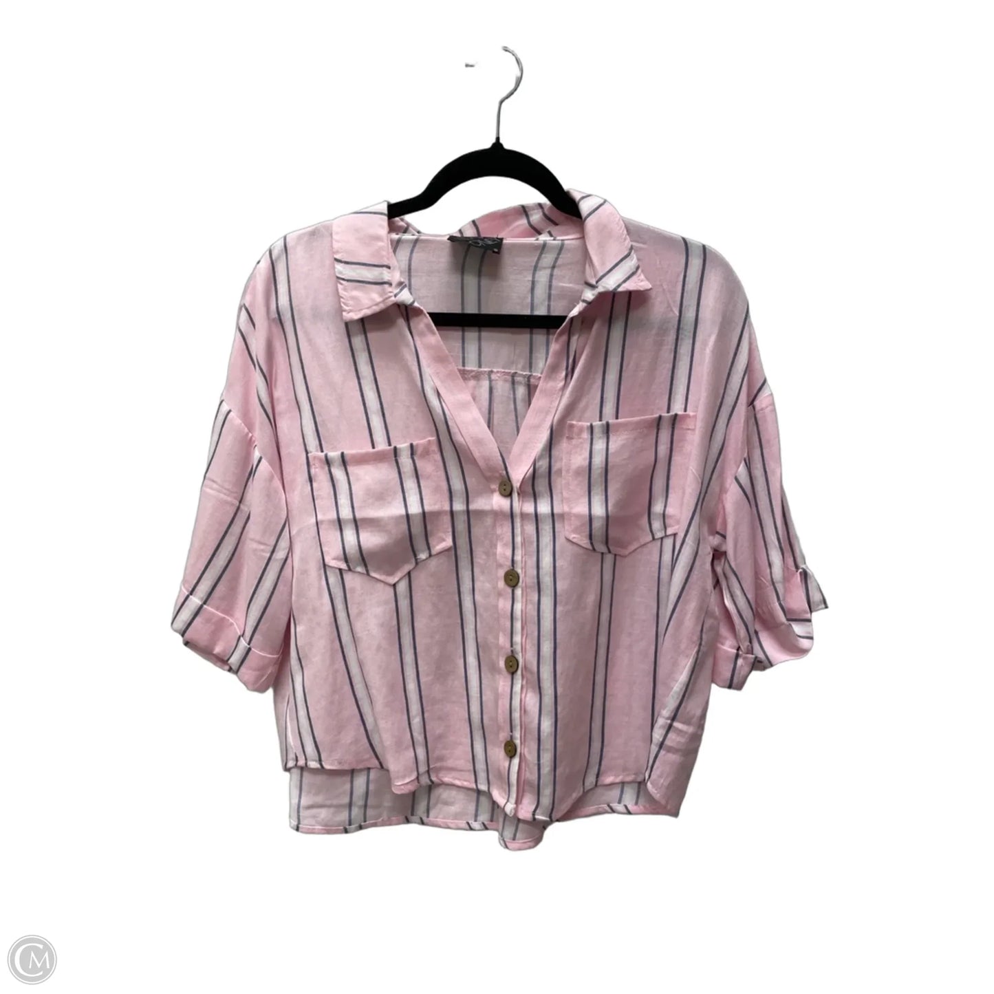 Top Short Sleeve By Milk & Honey In Striped Pattern, Size: M