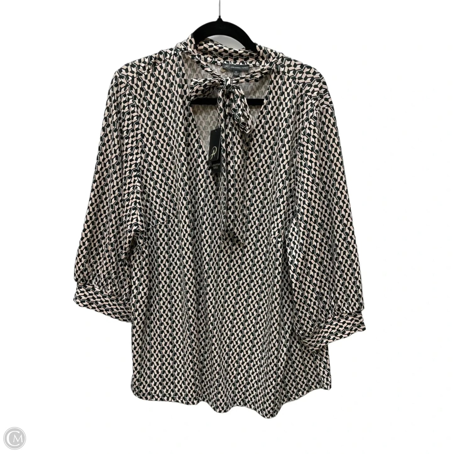 Top Short Sleeve By Adrianna Papell In Geometric Pattern, Size: 3x