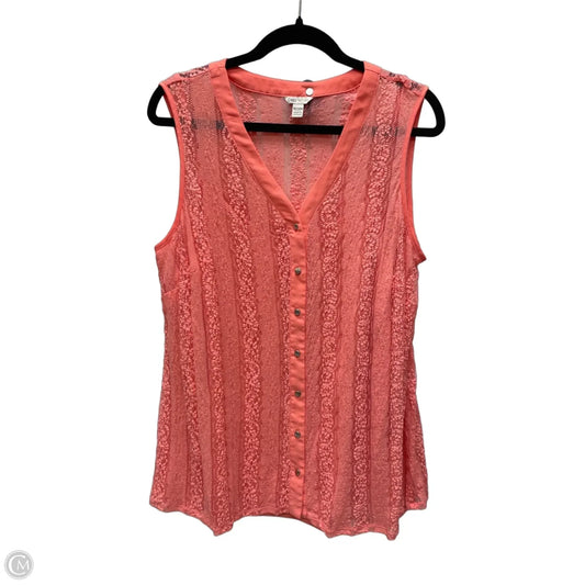Top Sleeveless By Cato In Coral, Size: 1x