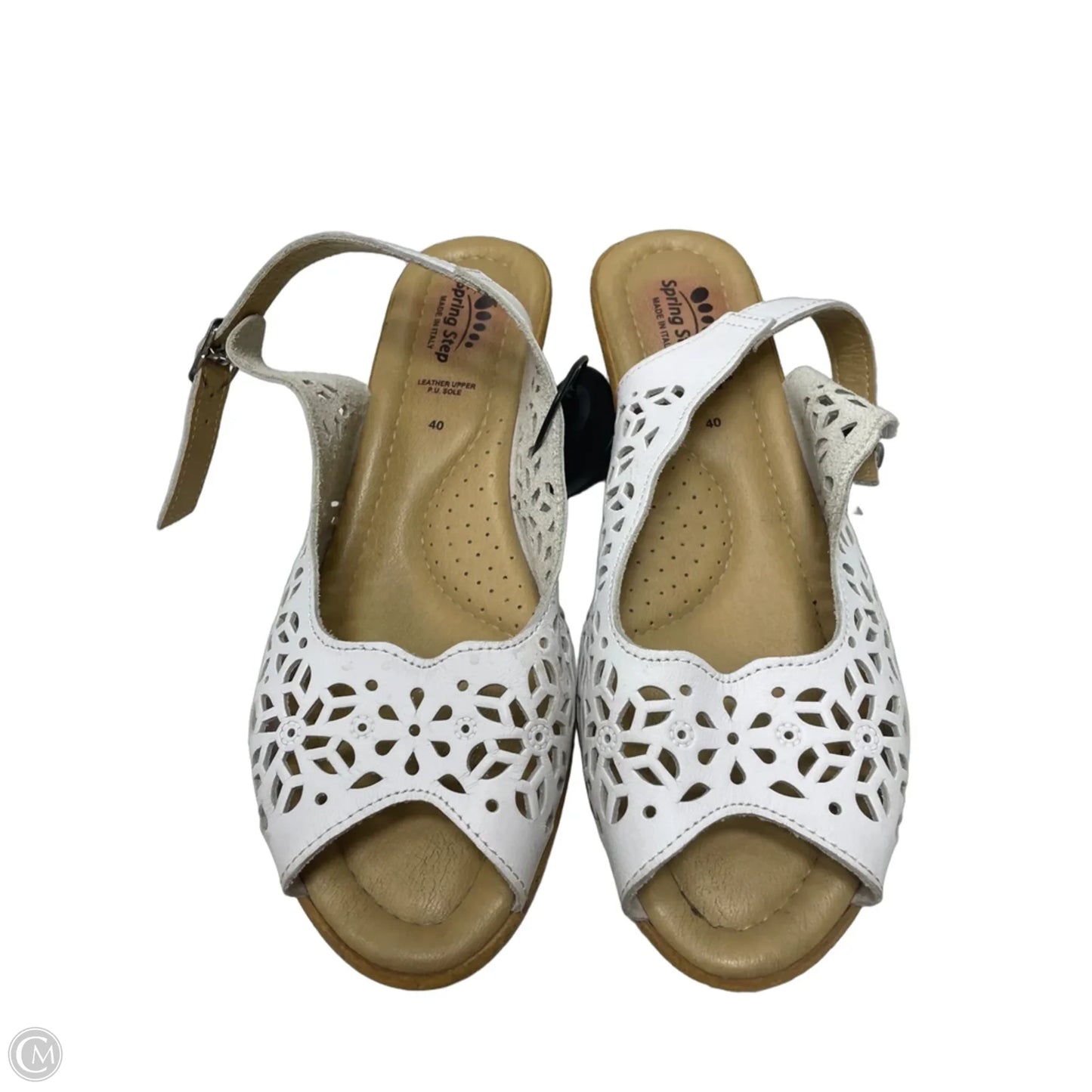Sandals Heels Wedge By Spring Step In White, Size: 9.5