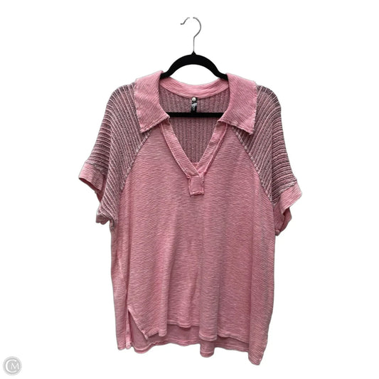 Top Short Sleeve By Clothes Mentor In Pink, Size: L