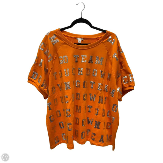 Sweatshirt Crewneck By Cato In Orange, Size: 3x