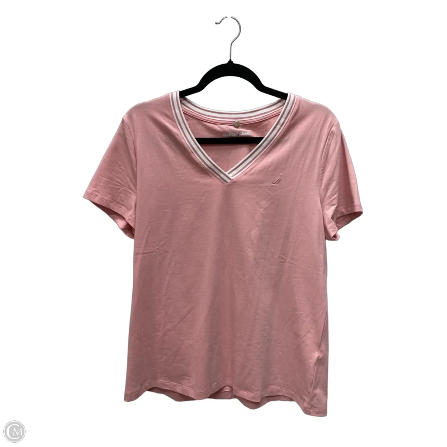 Top Short Sleeve By Nautica In Pink, Size: L