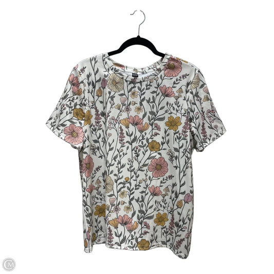 Top Short Sleeve By Emery Rose In Floral Print, Size: Xl
