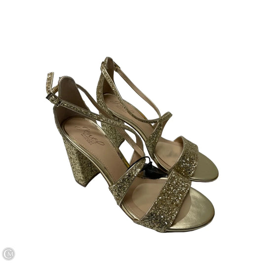 Sandals Heels Block By Badgley Mischka In Gold, Size: 9.5
