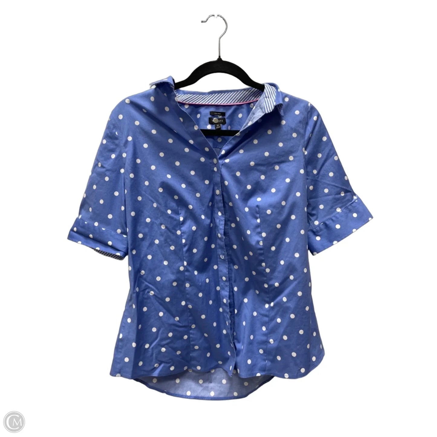 Top Short Sleeve By Talbots In Polkadot Pattern, Size: M