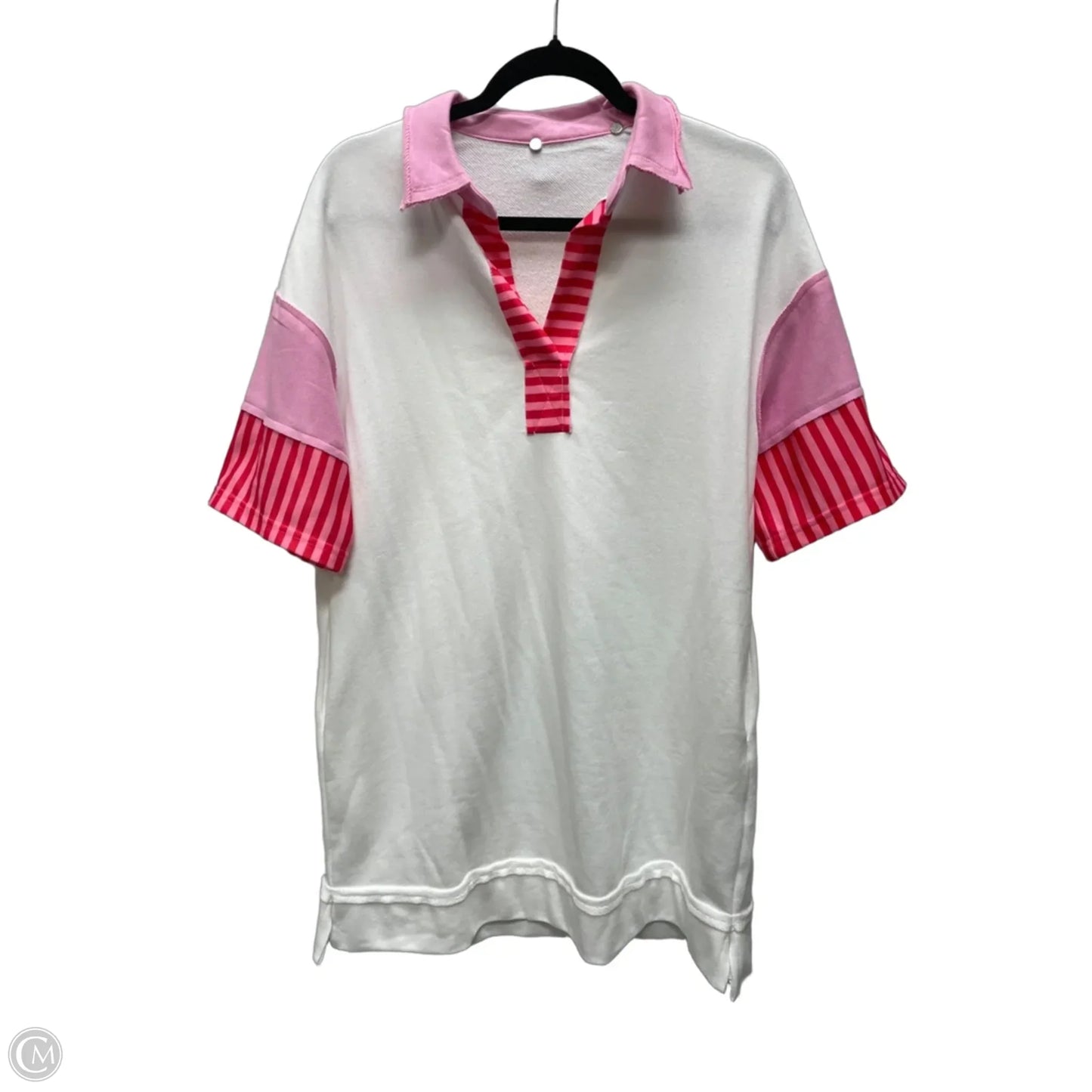 Dress Casual Short By Clothes Mentor In Pink & White, Size: S