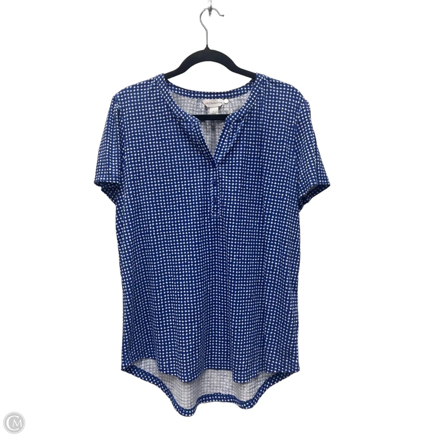 Top Short Sleeve By Liz Claiborne In Geometric Pattern, Size: L