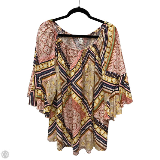 Top 3/4 Sleeve By Cato In Multi-colored, Size: 1x