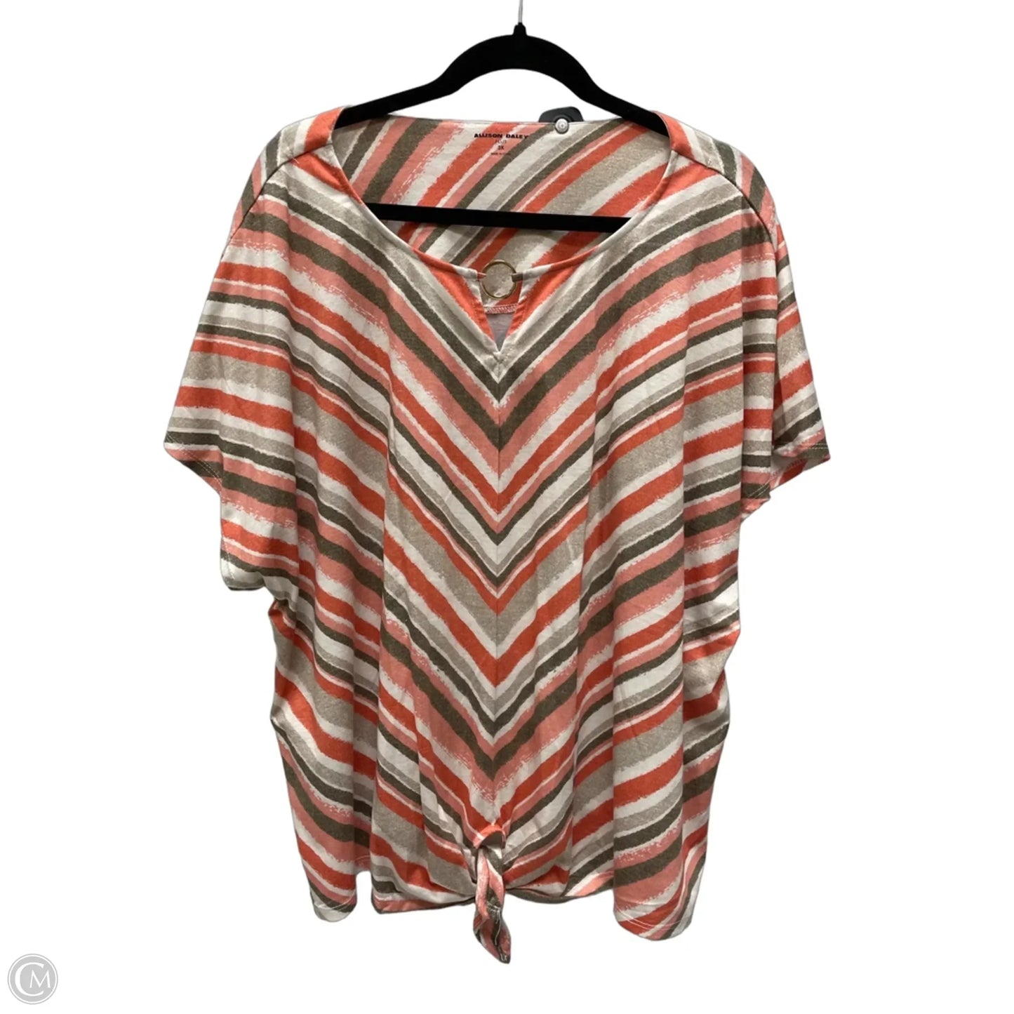 Top Short Sleeve By Allison Daley In Chevron Pattern, Size: 3x