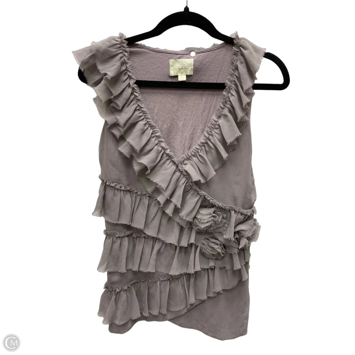 Blouse Sleeveless By Deletta In Grey, Size: M