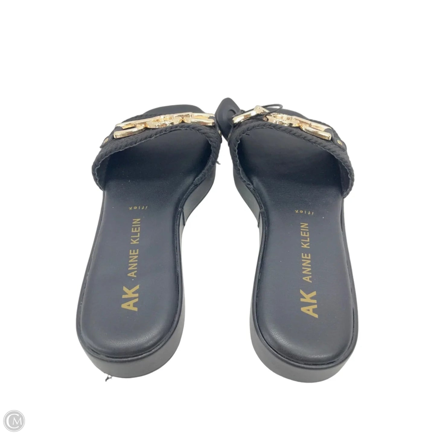 Sandals Heels Platform By Anne Klein In Black & Gold, Size: 8