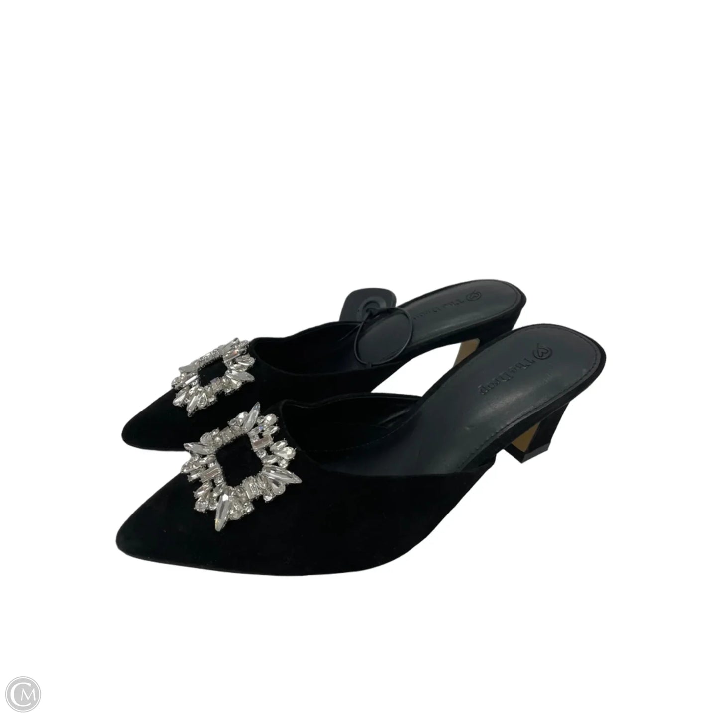 Shoes Heels Kitten By The Drop In Black & Silver, Size: 9