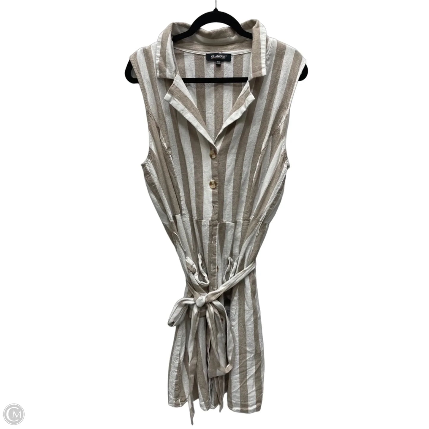 Dress Casual Short By Glamour In Striped Pattern, Size: Xl