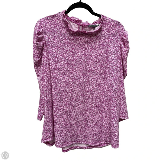 Blouse 3/4 Sleeve By Adrianna Papell In Floral Print, Size: Xl