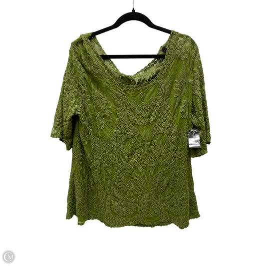 Blouse Short Sleeve By Ashley Stewart In Green, Size: 2x