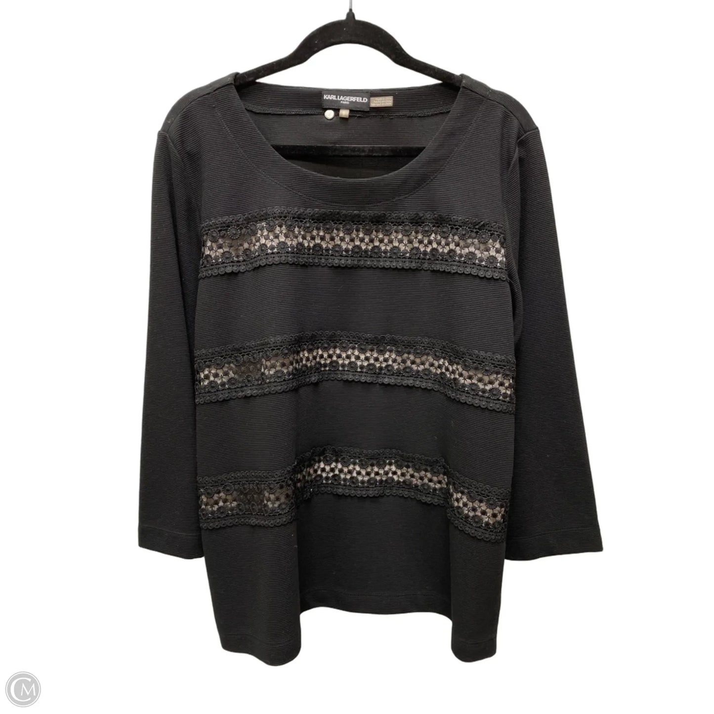Top Long Sleeve Designer By Karl Lagerfeld In Floral Print, Size: L