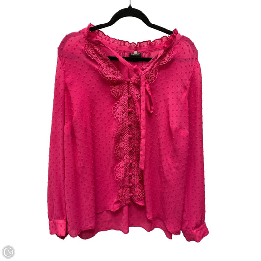 Blouse Long Sleeve By Torrid In Pink, Size: 1x