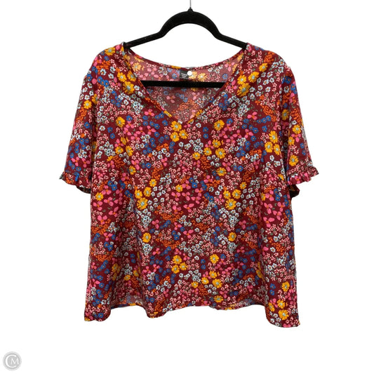 Top Short Sleeve By Shein In Floral Print, Size: 3x