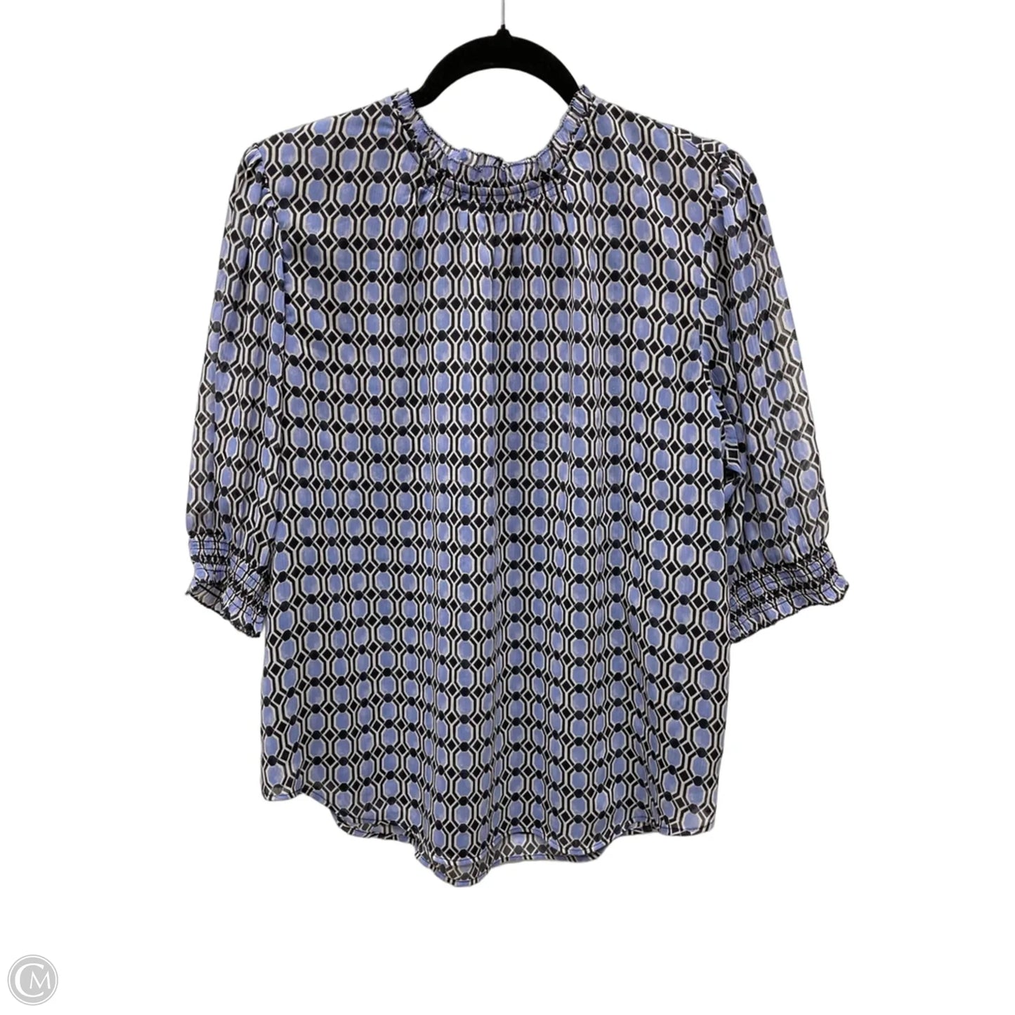 Blouse Short Sleeve By Ann Taylor In Geometric Pattern, Size: L