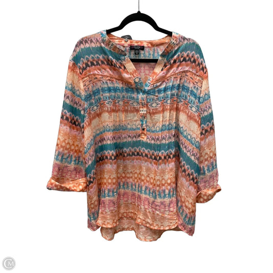 Top 3/4 Sleeve By Cocomo In Tie Dye Print, Size: 2x