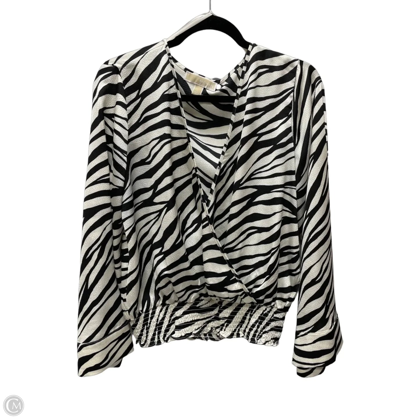 Blouse Long Sleeve By Michael By Michael Kors In Zebra Print, Size: L