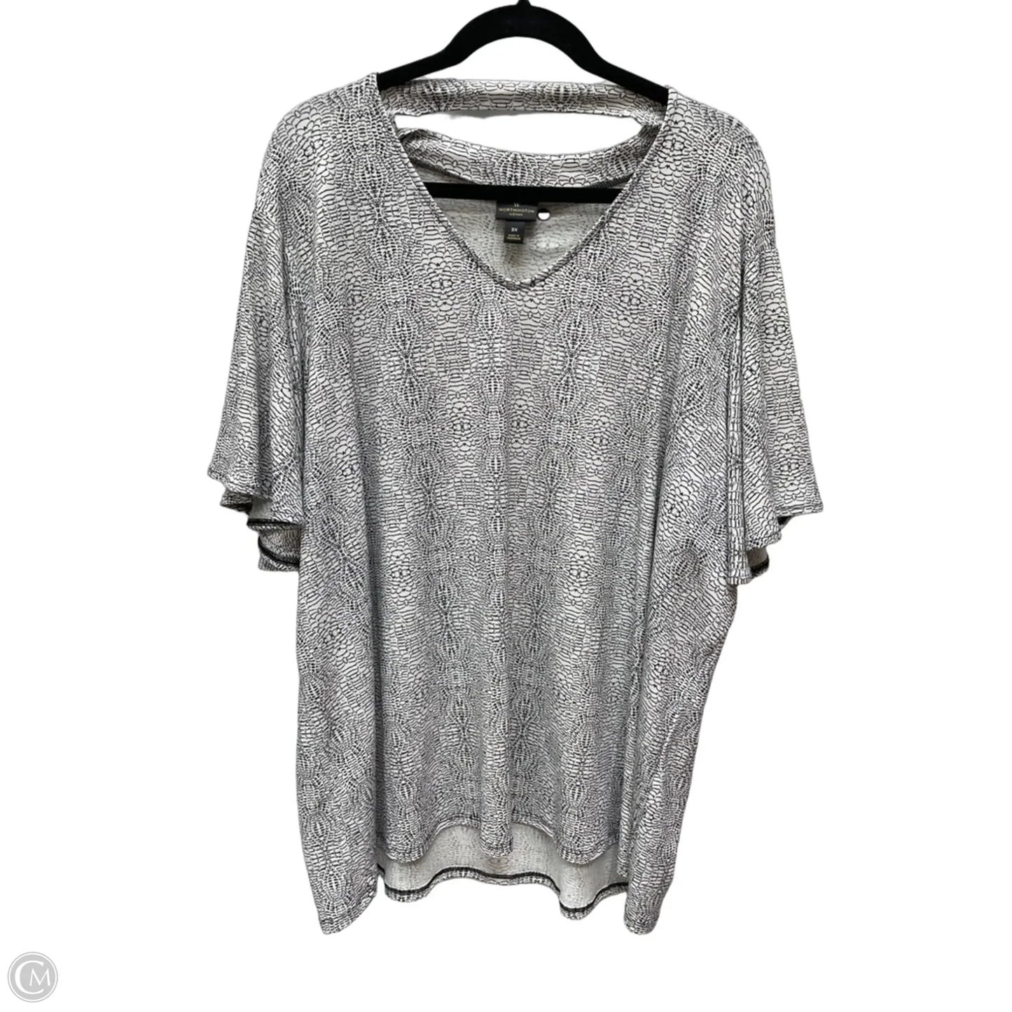 Top 3/4 Sleeve By Worthington In Black & White, Size: 3x