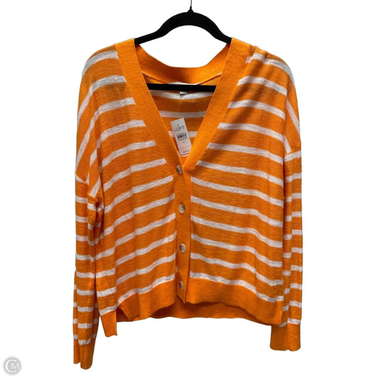 Sweater Cardigan By Loft In Striped Pattern, Size: M