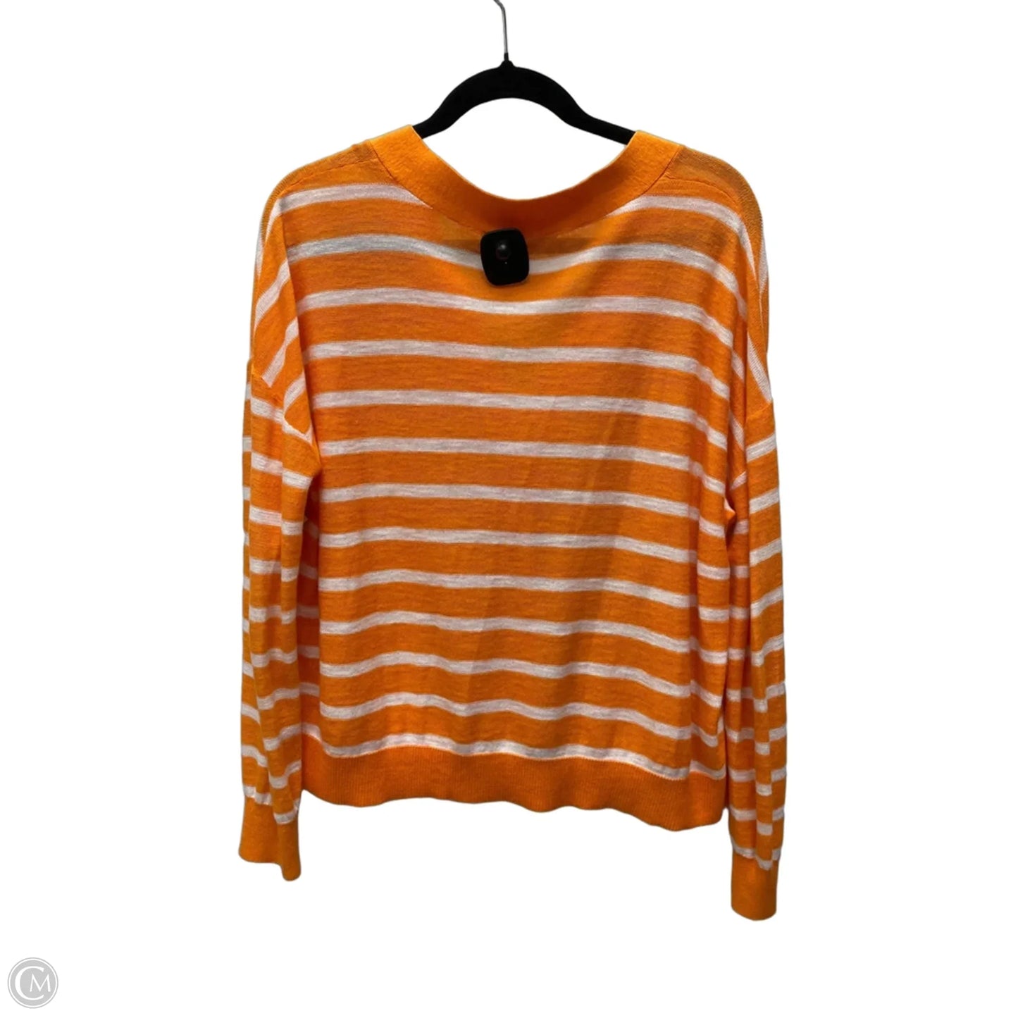 Sweater Cardigan By Loft In Striped Pattern, Size: M