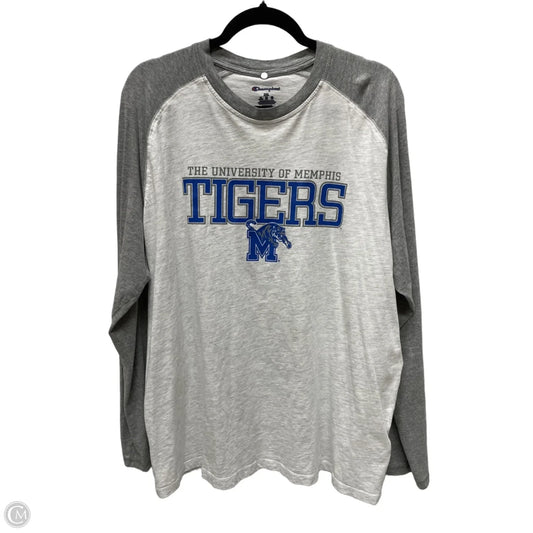 Top Long Sleeve By Champion In Blue & Grey, Size: 2x
