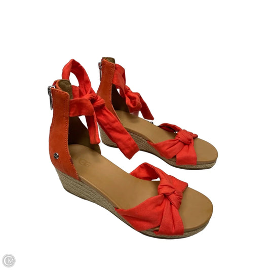 Sandals Designer By Ugg In Orange, Size: 7
